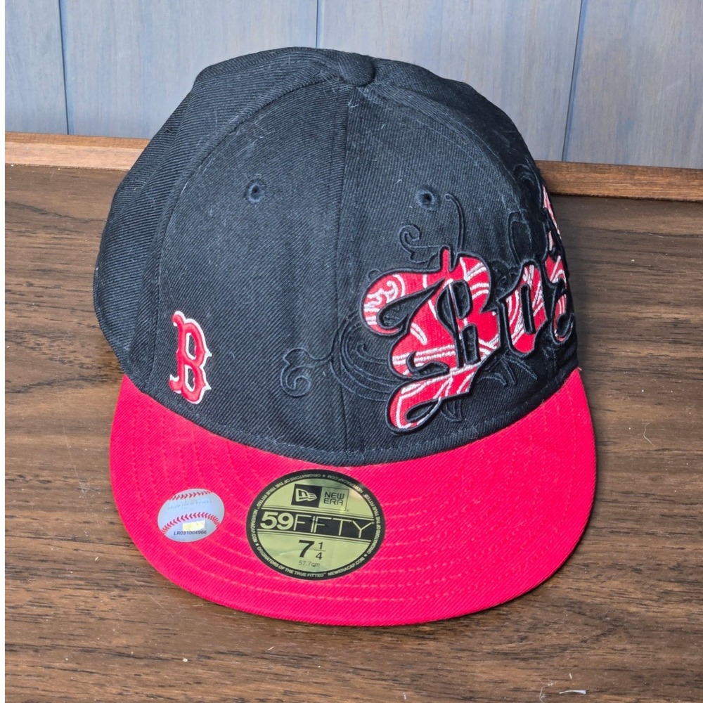 New Era Boston Red Sox Fitted Hat 7 1/4 59FIFTY MLB Wool Cap